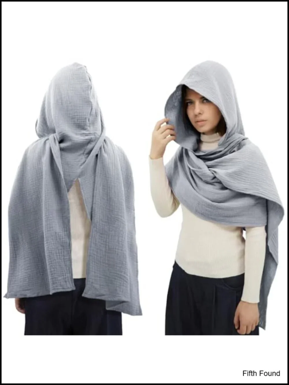 Linen Cotton Hooded Cowl Scarf Medieval Goth Cape Wrap